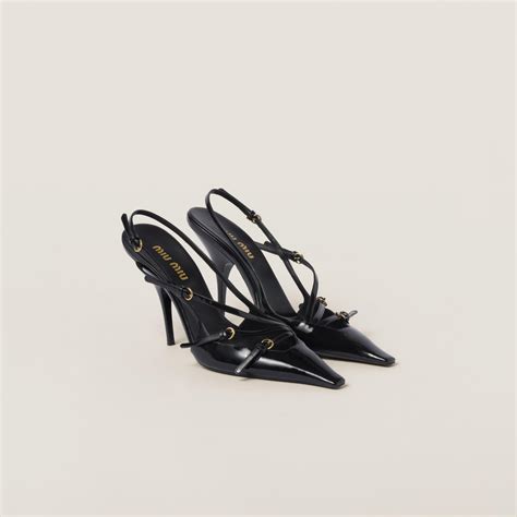 miu miu black patent slingbacks|Black Patent Leather Slingbacks With Buckles .